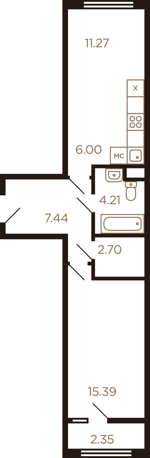 2-комнатная квартира без отделки, 49 м2, 6 этаж, дом сдан, ЖК Миниполис Рафинад, корпус 8 - объявление 2383671 - фото №1