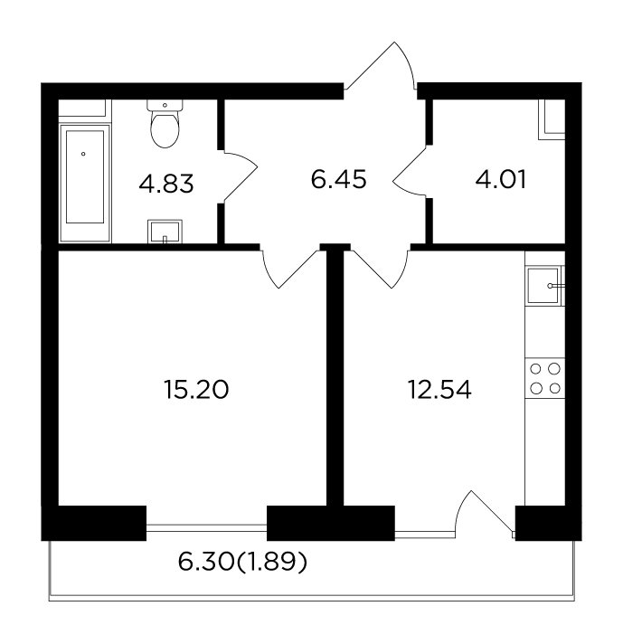1-комнатная квартира с частичной отделкой, 44.92 м2, 11 этаж, дом сдан, ЖК FORIVER, корпус 8 - объявление 2259525 - фото №1