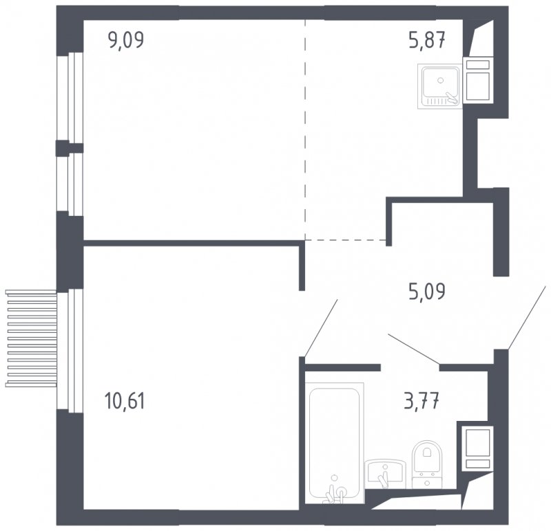 2-комнатная квартира с полной отделкой, 34.43 м2, 15 этаж, сдача 3 квартал 2023 г., ЖК Мытищи Парк, корпус 2 - объявление 1655775 - фото №1