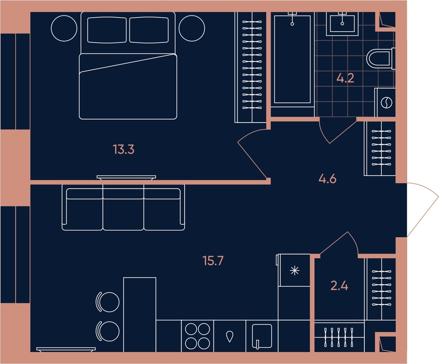 2-комнатная квартира (евро) с частичной отделкой, 40.2 м2, 11 этаж, сдача 3 квартал 2026 г., ЖК ERA, корпус 2 - объявление 2279986 - фото №1
