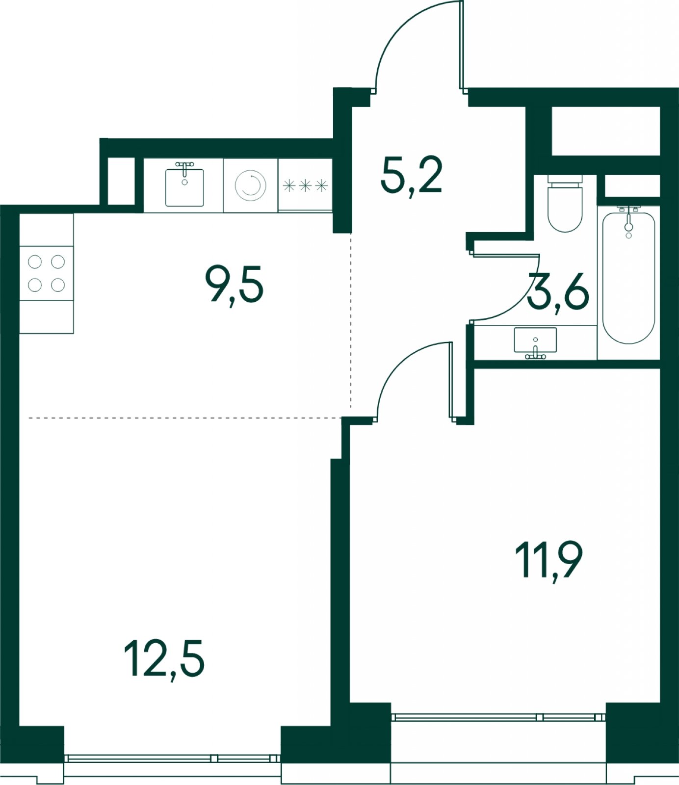 1-комнатная квартира без отделки, 42.7 м2, 3 этаж, сдача 2 квартал 2025 г., ЖК Клубный город на реке Primavera, корпус 7 квартала "Vivaldi" - объявление 2046704 - фото №1