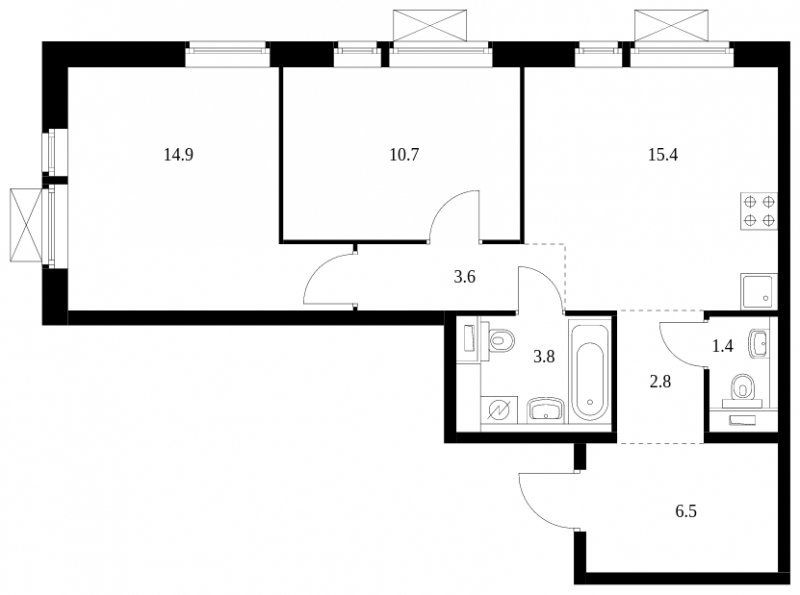 2-комнатная квартира с полной отделкой, 59.1 м2, 14 этаж, сдача 2 квартал 2023 г., ЖК Волжский парк, корпус 3.1 - объявление 1689292 - фото №1