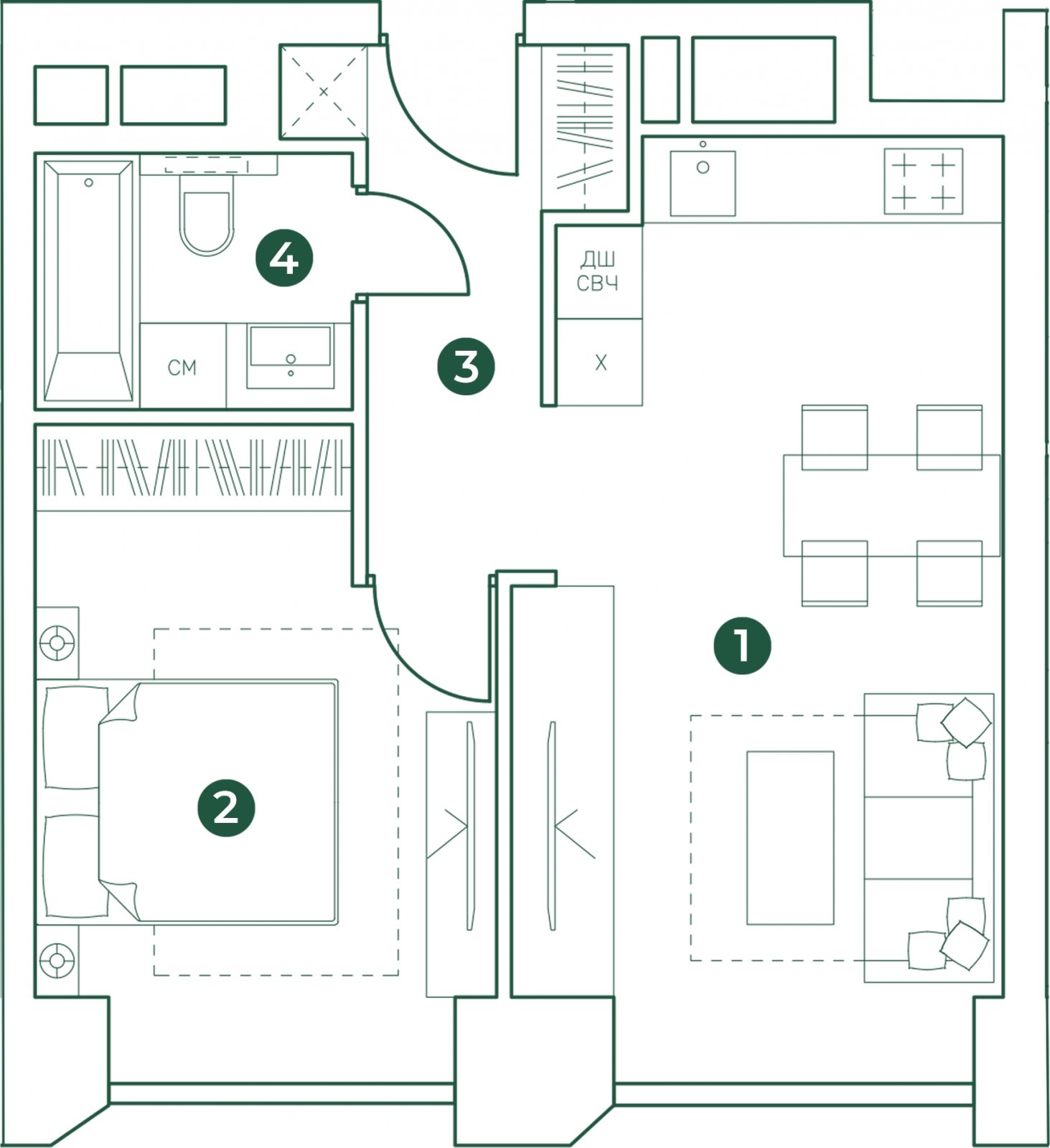 2-комнатная квартира (евро) с полной отделкой, 44.17 м2, 28 этаж, дом сдан, ЖК Эко-квартал VERY, корпус 2 - объявление 2334463 - фото №1