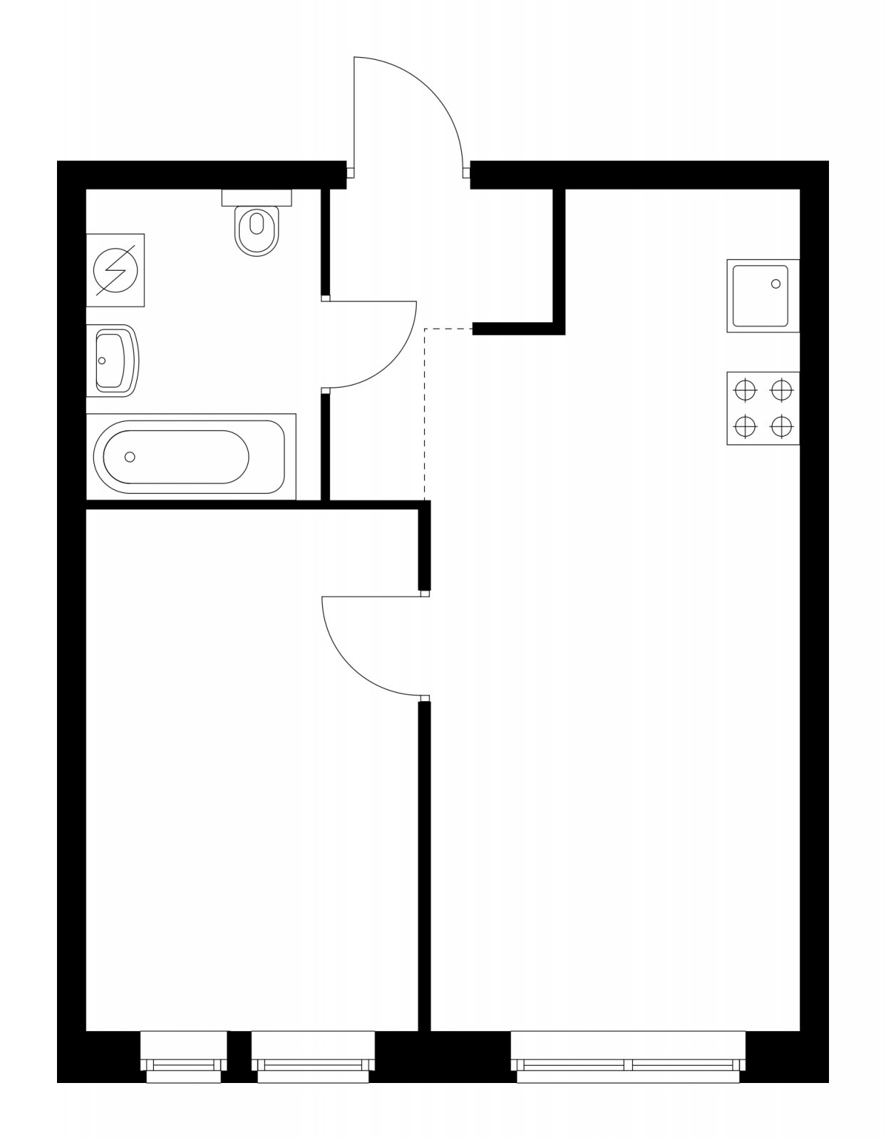 1-комнатная квартира с частичной отделкой, 38.2 м2, 10 этаж, сдача 4 квартал 2023 г., ЖК Кронштадтский 9, корпус 1.4 - объявление 2256446 - фото №1
