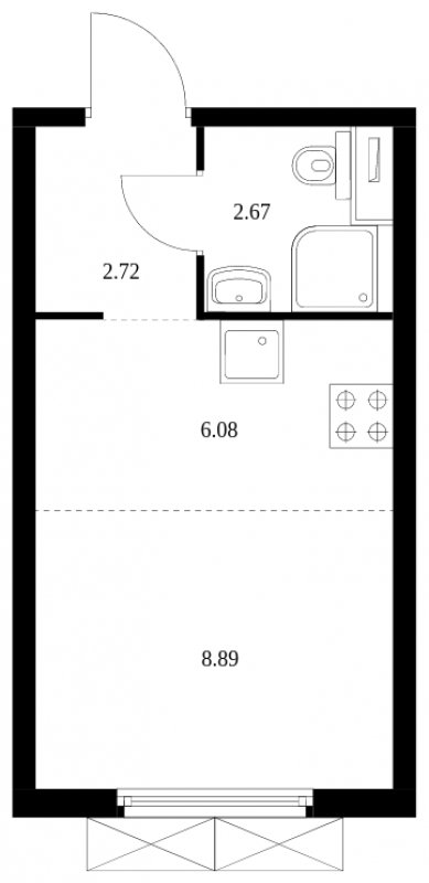 Студия с полной отделкой, 20.36 м2, 14 этаж, сдача 2 квартал 2024 г., ЖК Матвеевский Парк, корпус 1.6 - объявление 1689893 - фото №1