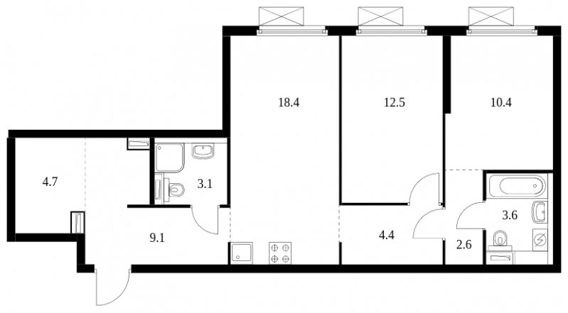 2-комнатная квартира с полной отделкой, 68.8 м2, 17 этаж, сдача 3 квартал 2024 г., ЖК Амурский парк, корпус 2 - объявление 1656643 - фото №1