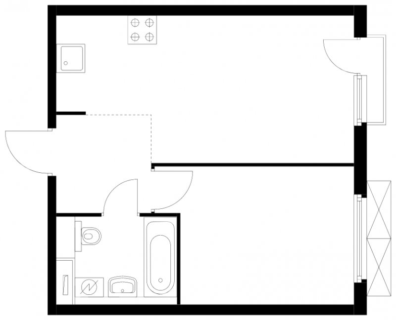 1-комнатная квартира с полной отделкой, 36.74 м2, 6 этаж, сдача 2 квартал 2024 г., ЖК Матвеевский Парк, корпус 2.4 - объявление 1859529 - фото №1