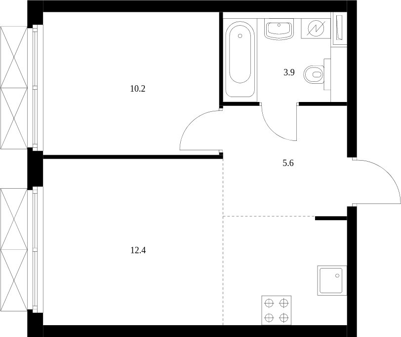2-комнатная квартира с полной отделкой, 37.6 м2, 2 этаж, сдача 3 квартал 2023 г., ЖК Западный порт, корпус 2.2.2 - объявление 1996830 - фото №1