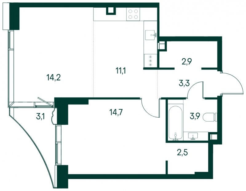 1-комнатная квартира без отделки, 53.8 м2, 8 этаж, сдача 4 квартал 2024 г., ЖК Клубный город на реке Primavera, корпус 2 квартала "Rossini" - объявление 1706341 - фото №1