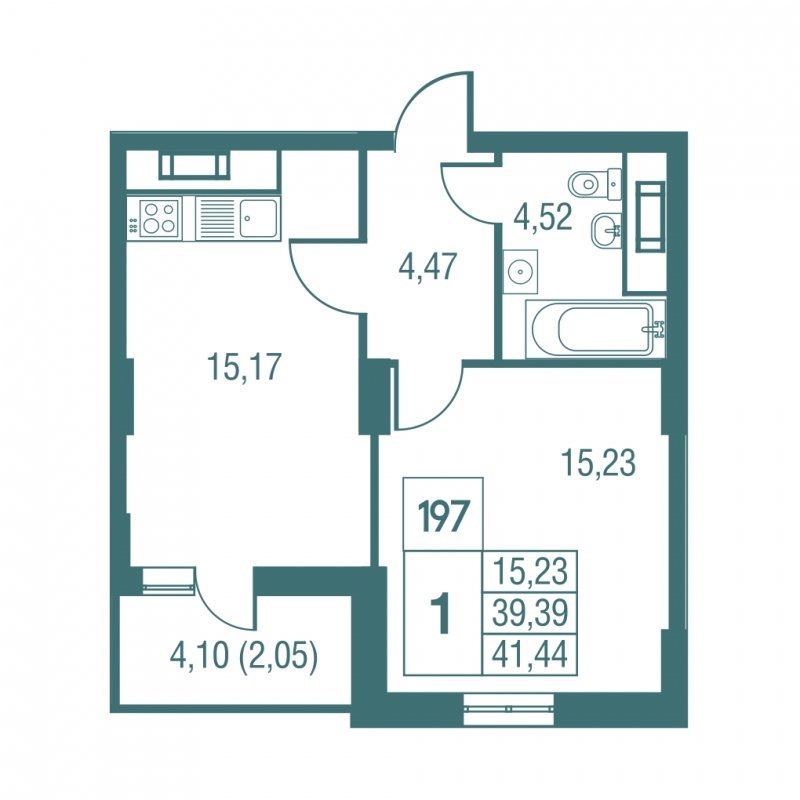 1-комнатная квартира без отделки, 41.5 м2, 23 этаж, дом сдан, ЖК Жилой микрорайон Одинбург, корпус 31 - объявление 1665502 - фото №1