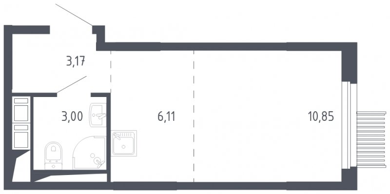 Студия с полной отделкой, 23.13 м2, 2 этаж, сдача 3 квартал 2023 г., ЖК Мытищи Парк, корпус 2 - объявление 1667696 - фото №1