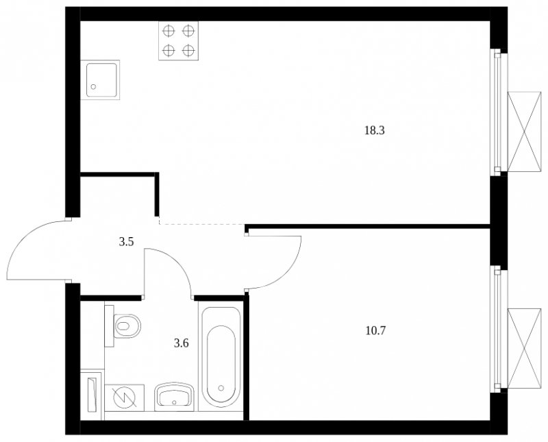 1-комнатная квартира с полной отделкой, 36.1 м2, 27 этаж, сдача 3 квартал 2024 г., ЖК Амурский парк, корпус 2 - объявление 1618298 - фото №1