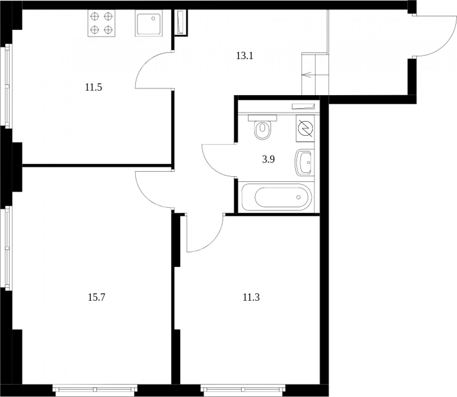 2-комнатная квартира с полной отделкой, 54.5 м2, 1 этаж, дом сдан, ЖК Ильинские Луга, корпус 12 - объявление 2024027 - фото №1