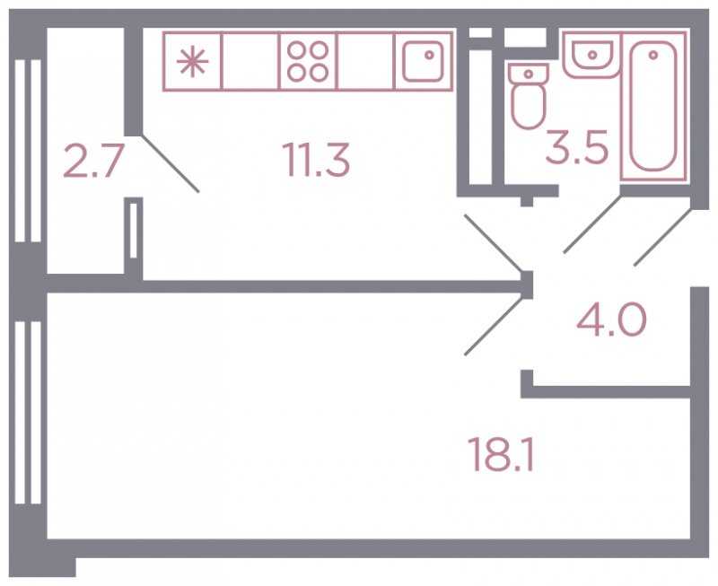 1-комнатная квартира без отделки, 38 м2, 6 этаж, дом сдан, ЖК Миниполис Серебрица, корпус 5 - объявление 1585985 - фото №1