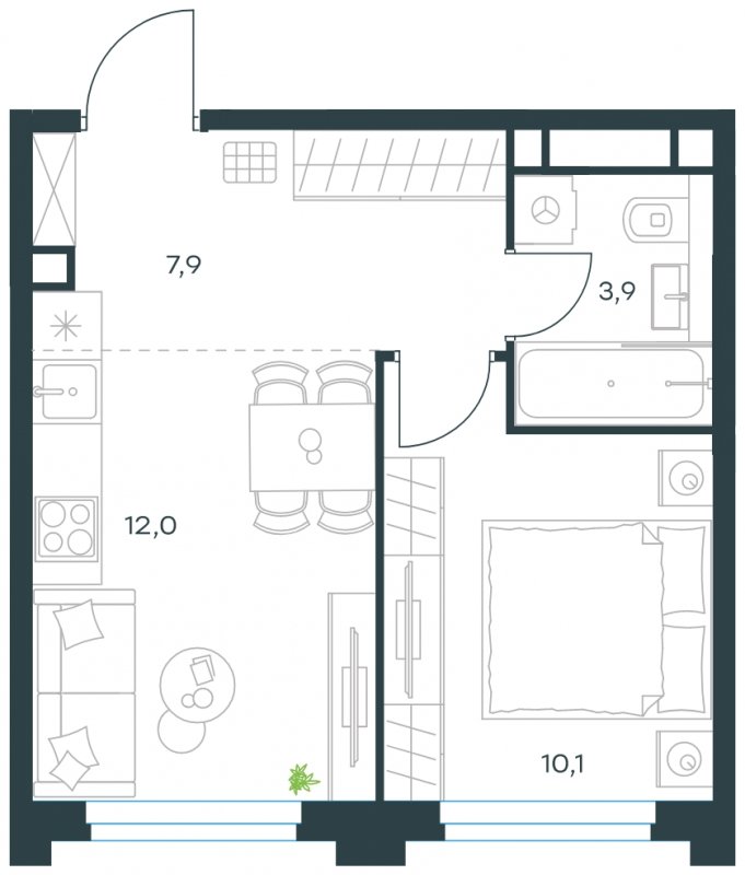 1-комнатная квартира без отделки, 33.9 м2, 23 этаж, сдача 4 квартал 2023 г., ЖК Level Нагатинская, корпус С - объявление 1699537 - фото №1