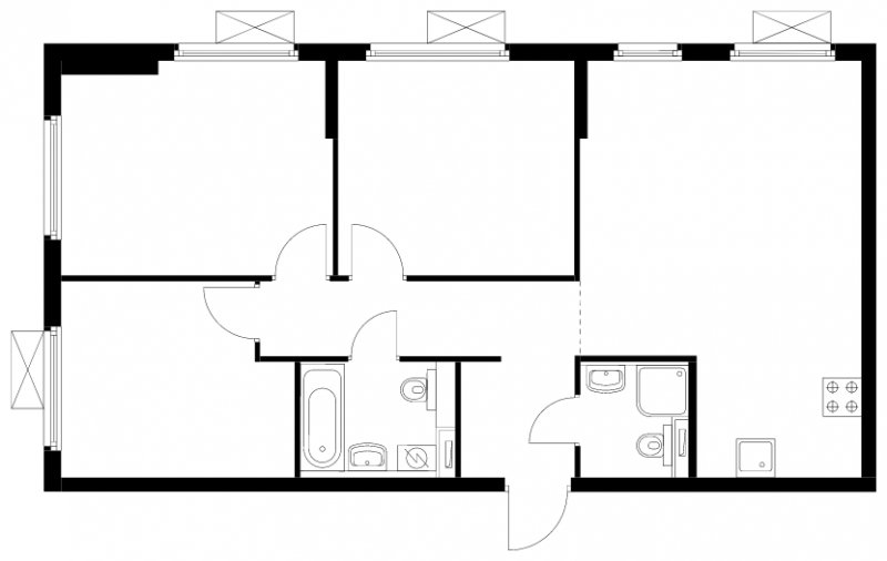 3-комнатная квартира с полной отделкой, 77.3 м2, 7 этаж, сдача 4 квартал 2024 г., ЖК Бунинские луга, корпус 3.4.1 - объявление 2091097 - фото №1