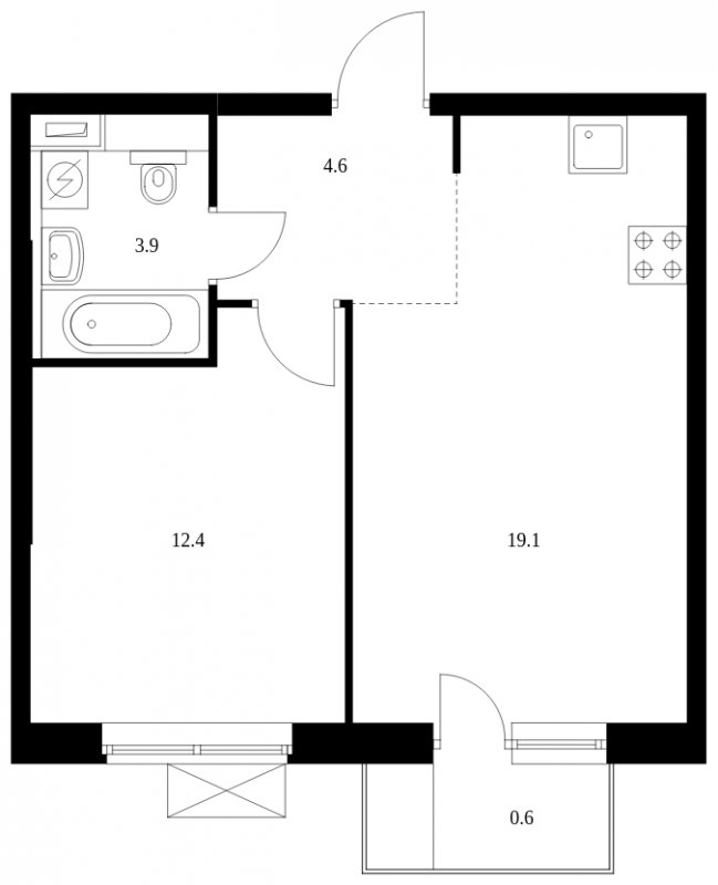 1-комнатная квартира с полной отделкой, 40.6 м2, 14 этаж, сдача 2 квартал 2025 г., ЖК Саларьево Парк, корпус 56.1 - объявление 2022214 - фото №1