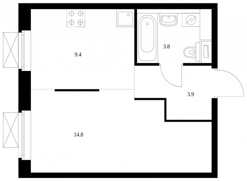 1-комнатная квартира с полной отделкой, 31.9 м2, 21 этаж, сдача 2 квартал 2023 г., ЖК Волжский парк, корпус 3.1 - объявление 1535919 - фото №1