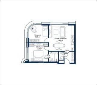 2-комнатная квартира с частичной отделкой, 56.7 м2, 48 этаж, сдача 4 квартал 2023 г., ЖК City Bay, корпус Atlantic Ocean 2 - объявление 1933018 - фото №1