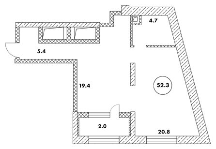 2-комнатные апартаменты 52.3 м2, 8 этаж, дом сдан, ЖК Флотилия, корпус 1 - объявление 1697940 - фото №1