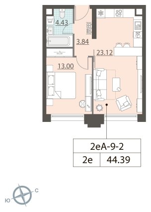 1-комнатная квартира 2 м2, 2 этаж, дом сдан, ЖК ЗИЛАРТ, корпус ZILART DIAMOND - объявление 1866894 - фото №1