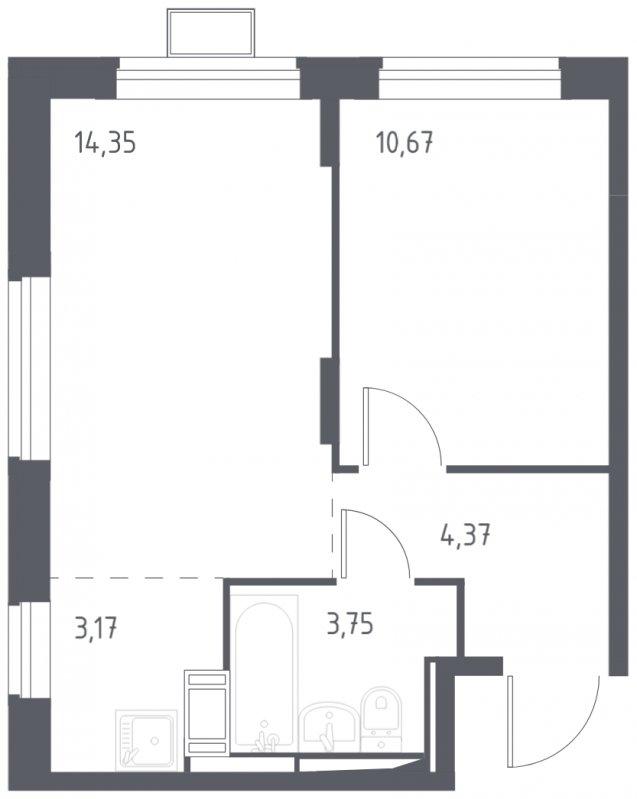 2-комнатная квартира (евро) с полной отделкой, 36.31 м2, 5 этаж, сдача 4 квартал 2023 г., ЖК Алхимово, корпус 8 - объявление 2094718 - фото №1