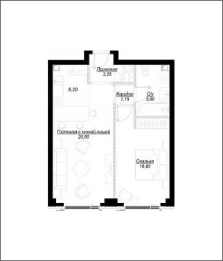 1-комнатная квартира с частичной отделкой, 54 м2, 12 этаж, сдача 1 квартал 2023 г., ЖК Hide, корпус WestDale - объявление 1932880 - фото №1