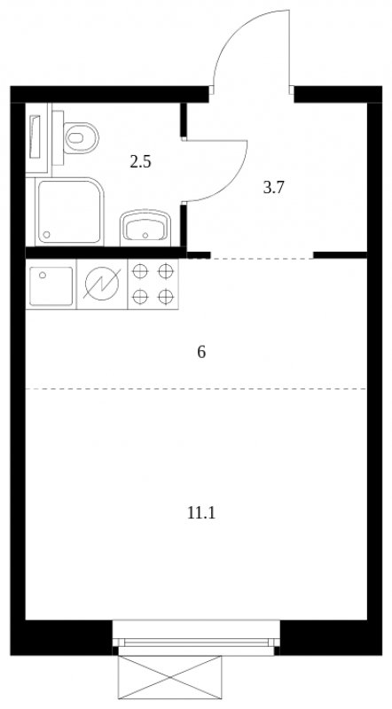 Студия с полной отделкой, 23.3 м2, 5 этаж, сдача 4 квартал 2023 г., ЖК Большая Академическая 85, корпус 2.1 - объявление 1653553 - фото №1