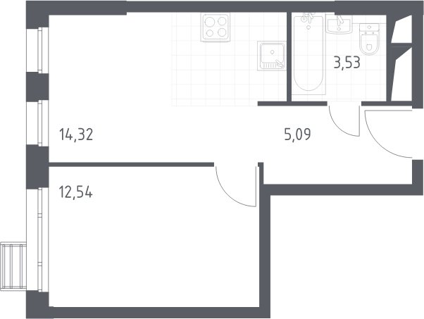 1-комнатные апартаменты с полной отделкой, 35.5 м2, 8 этаж, сдача 4 квартал 2023 г., ЖК Квартал Спутник, корпус 15 - объявление 2066270 - фото №1