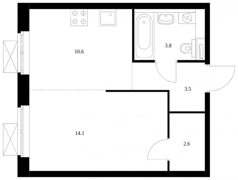 1-комнатная квартира с полной отделкой, 34.6 м2, 22 этаж, сдача 3 квартал 2023 г., ЖК Перовское 2, корпус 1.2 - объявление 1558998 - фото №1