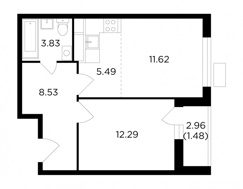2-комнатная квартира без отделки, 43.24 м2, 5 этаж, сдача 4 квартал 2022 г., ЖК VESNA, корпус 3 - объявление 1685901 - фото №1