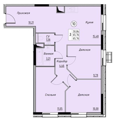 3-комнатная квартира без отделки, 65.76 м2, 8 этаж, дом сдан, ЖК Новое Лыткарино, корпус 4 - объявление 1491144 - фото №1