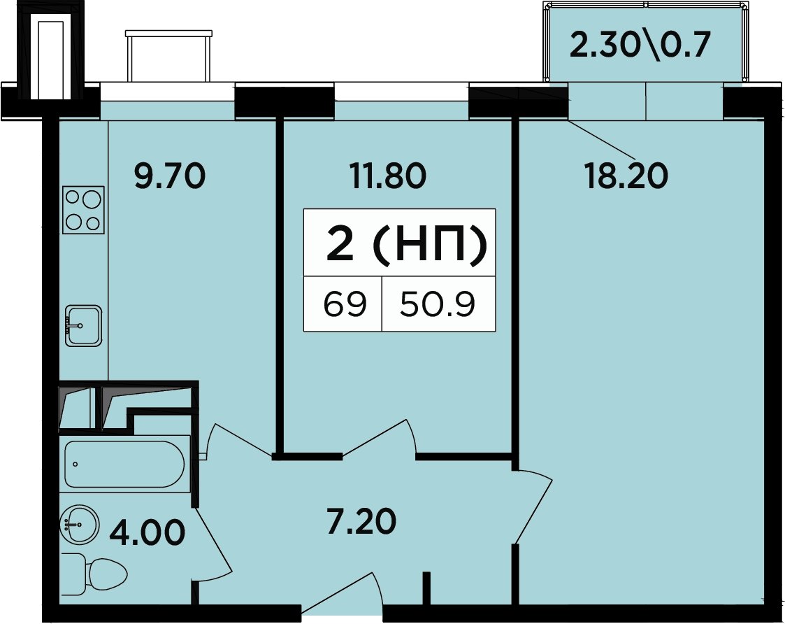 2-комнатные апартаменты 48.4 м2, 5 этаж, дом сдан, ЖК Легендарный Квартал на Березовой  аллее, корпус 5 - объявление 2335694 - фото №1