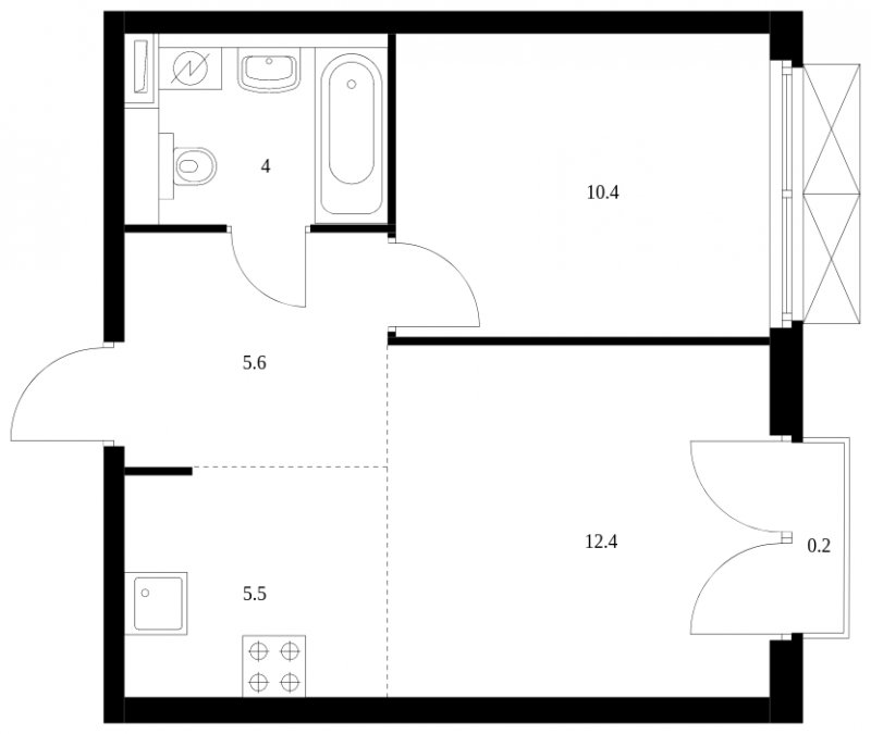 2-комнатная квартира с полной отделкой, 38.1 м2, 17 этаж, сдача 3 квартал 2023 г., ЖК Западный порт, корпус 2.2.2 - объявление 1555862 - фото №1