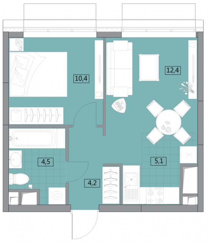 2-комнатная квартира без отделки, 37 м2, 10 этаж, дом сдан, ЖК Вестердам, корпус 3 - объявление 1862081 - фото №1