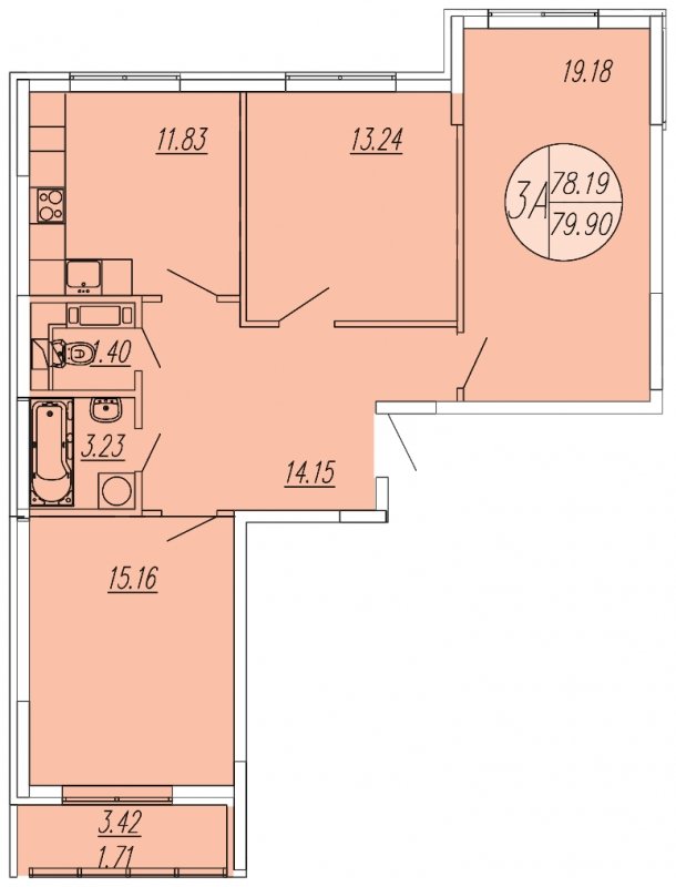 3-комнатная квартира с полной отделкой, 79.9 м2, 3 этаж, дом сдан, ЖК Шолохово, корпус 6 - объявление 1886011 - фото №1