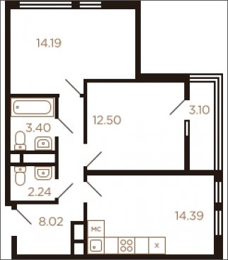 2-комнатная квартира без отделки, 57 м2, 5 этаж, дом сдан, ЖК Миниполис Рафинад, корпус 3 - объявление 2276009 - фото №1