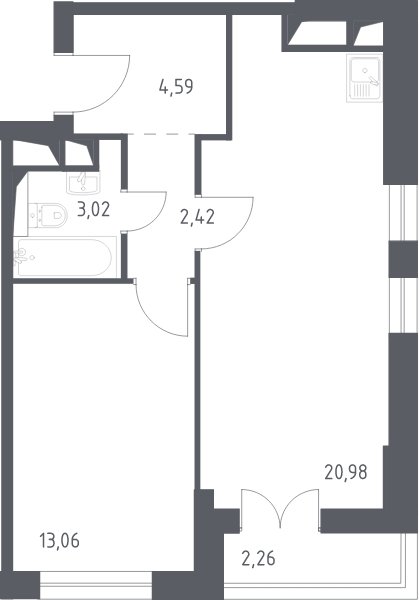 2-комнатные апартаменты с полной отделкой, 46.3 м2, 10 этаж, сдача 3 квартал 2024 г., ЖК Квартал Спутник, корпус 16 - объявление 2066560 - фото №1