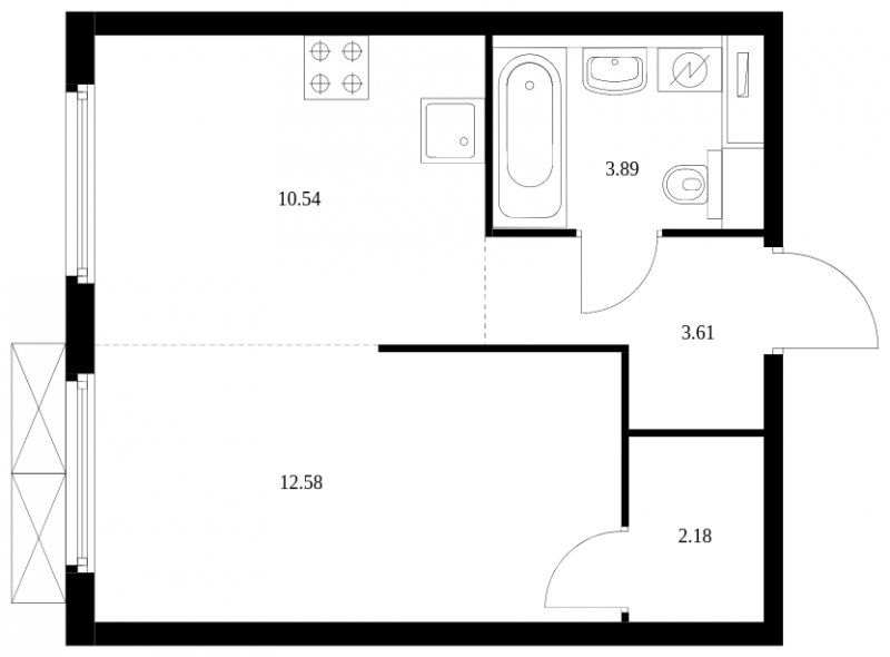 1-комнатная квартира с полной отделкой, 32.8 м2, 11 этаж, сдача 2 квартал 2024 г., ЖК Матвеевский Парк, корпус 1.1 - объявление 1794952 - фото №1