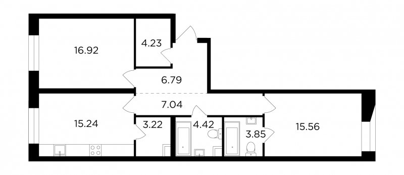 2-комнатная квартира без отделки, 77.27 м2, 10 этаж, сдача 4 квартал 2023 г., ЖК FORIVER, корпус 9 - объявление 1745232 - фото №1