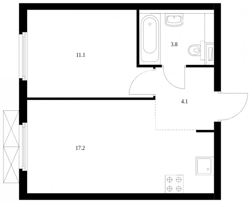1-комнатная квартира с полной отделкой, 36.2 м2, 22 этаж, сдача 3 квартал 2024 г., ЖК Руставели 14, корпус 2.3 - объявление 1751974 - фото №1