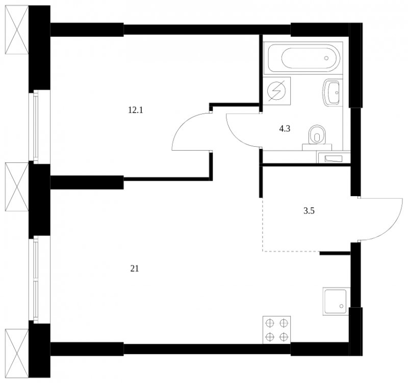 1-комнатные апартаменты с полной отделкой, 40.9 м2, 13 этаж, сдача 2 квартал 2023 г., ЖК Волоколамское 24, корпус 3 - объявление 1681034 - фото №1