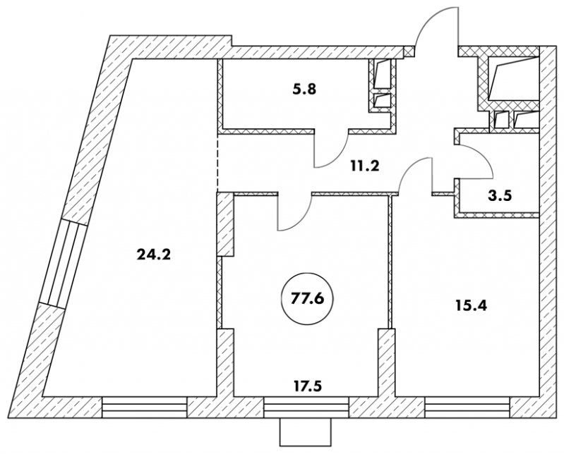 3-комнатные апартаменты 77.6 м2, 2 этаж, дом сдан, ЖК Флотилия, корпус 4 - объявление 1952689 - фото №1