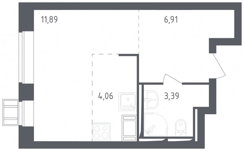 1-комнатная квартира с полной отделкой, 26.25 м2, 8 этаж, сдача 3 квартал 2023 г., ЖК Томилино Парк, корпус 4.1 - объявление 1570733 - фото №1