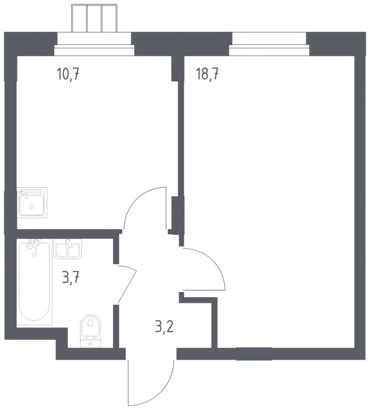 1-комнатные апартаменты с полной отделкой, 36.3 м2, 2 этаж, сдача 1 квартал 2023 г., ЖК Люберцы, корпус 65 - объявление 1566766 - фото №1