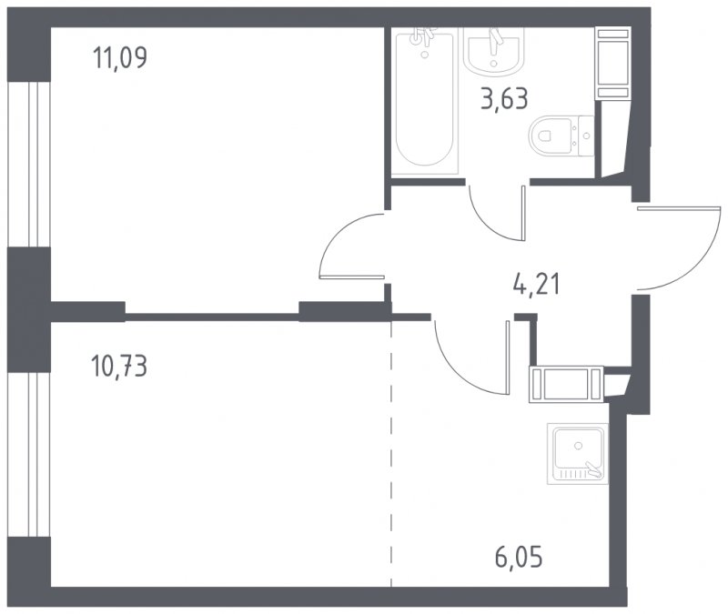 2-комнатная квартира с полной отделкой, 35.71 м2, 14 этаж, сдача 3 квартал 2023 г., ЖК Люберцы, корпус 66 - объявление 1671942 - фото №1