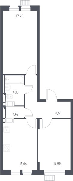 2-комнатная квартира с полной отделкой, 58.5 м2, 12 этаж, сдача 4 квартал 2023 г., ЖК Большое Путилково, корпус 22 - объявление 2066932 - фото №1