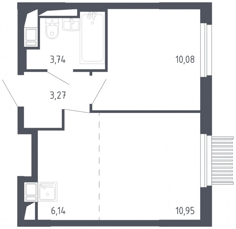 2-комнатная квартира с полной отделкой, 34.18 м2, 13 этаж, сдача 3 квартал 2023 г., ЖК Мытищи Парк, корпус 2 - объявление 1568819 - фото №1