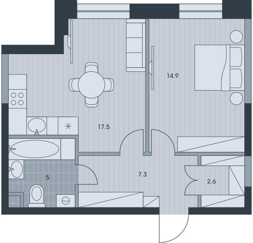 2-комнатная квартира с частичной отделкой, 47.4 м2, 15 этаж, дом сдан, ЖК EVER, корпус 3 - объявление 2376353 - фото №1