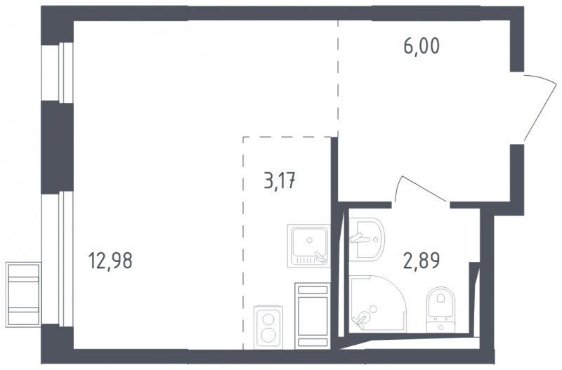 Студия с полной отделкой, 25.04 м2, 7 этаж, сдача 2 квартал 2023 г., ЖК Пригород Лесное, корпус 2.2 - объявление 1673098 - фото №1